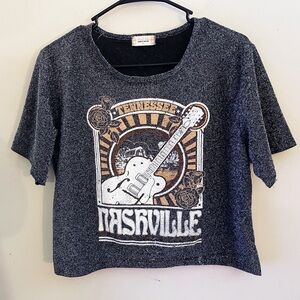 Altard State Metallic Gray Nashville Graphic T-Shirt Western Boho Casual